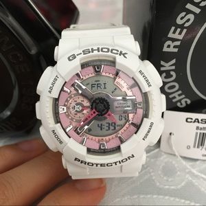 White light pink G-Shock watch Casio GA-110GB-1ACR